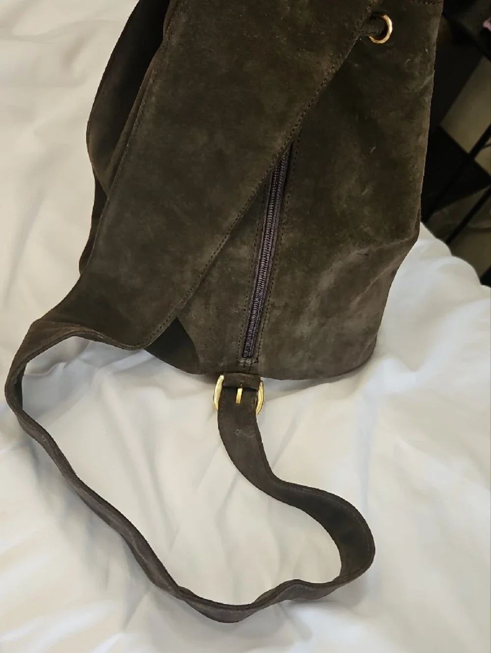 TALBOTS Classic Suede Drawstring Backpack - Brown